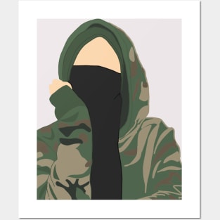 Stay True; Muslim girl on camouflage hoodie Posters and Art